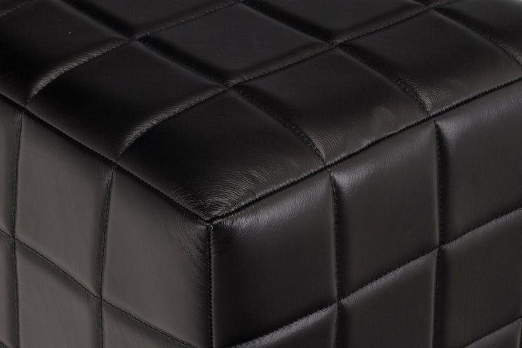 Carlo Black Leather Ottoman